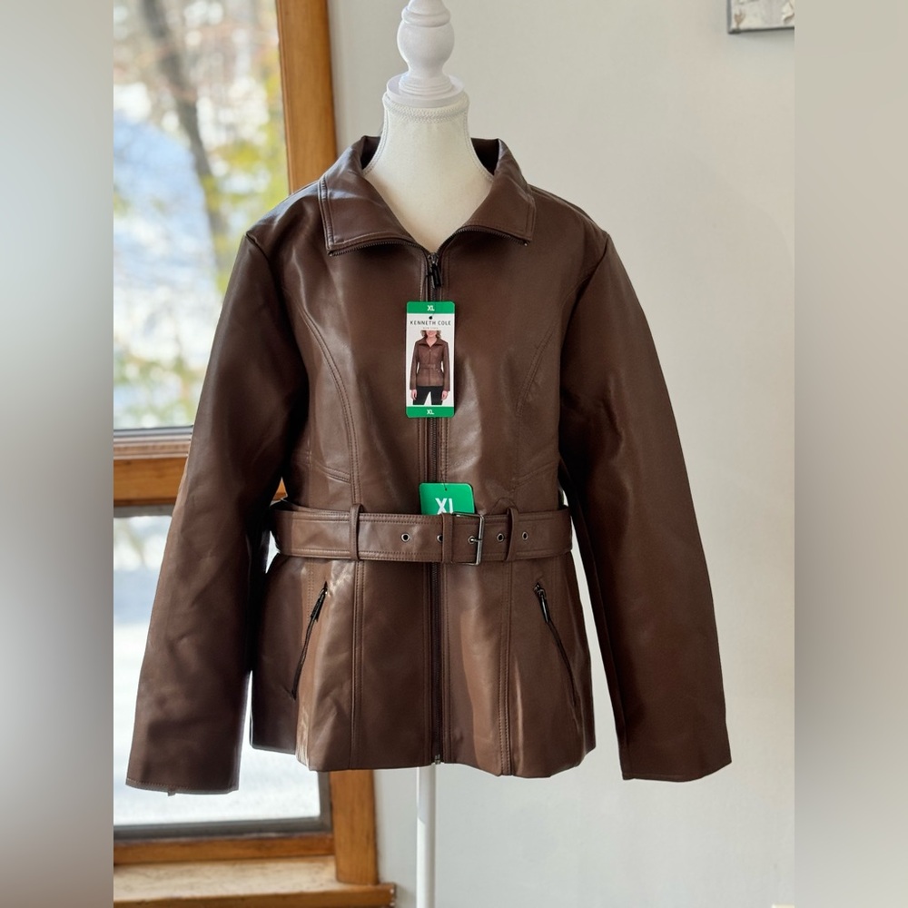 Kenneth Cole Women's Belted Faux Leather Jacket